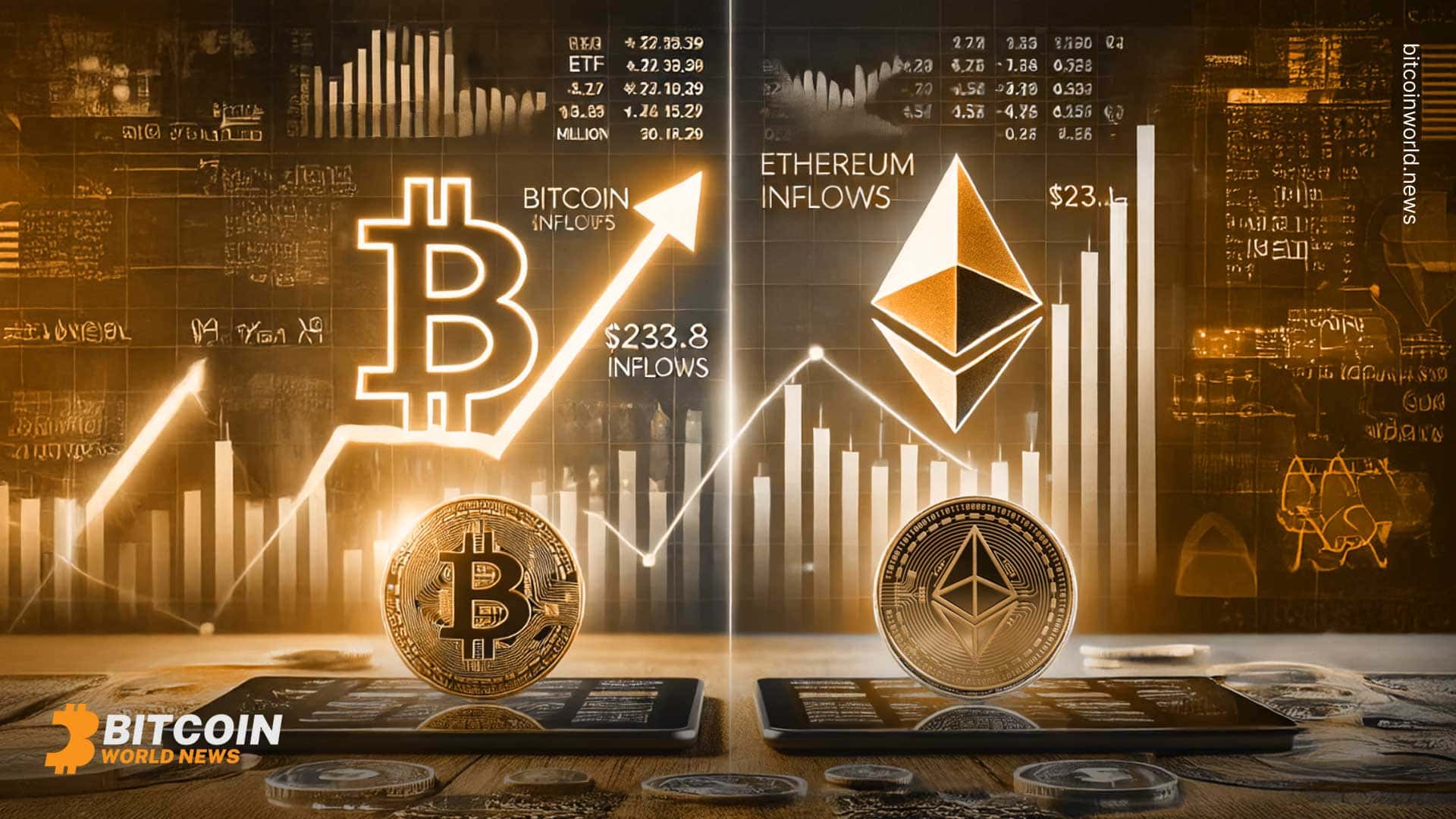ETF Flows Update: Bitcoin ETFs Attract $233.8 Million While Ethereum Sees Zero Inflows on October 7
